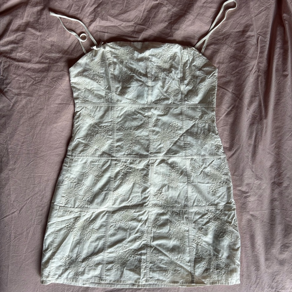 Zara White Textured Mini Dress